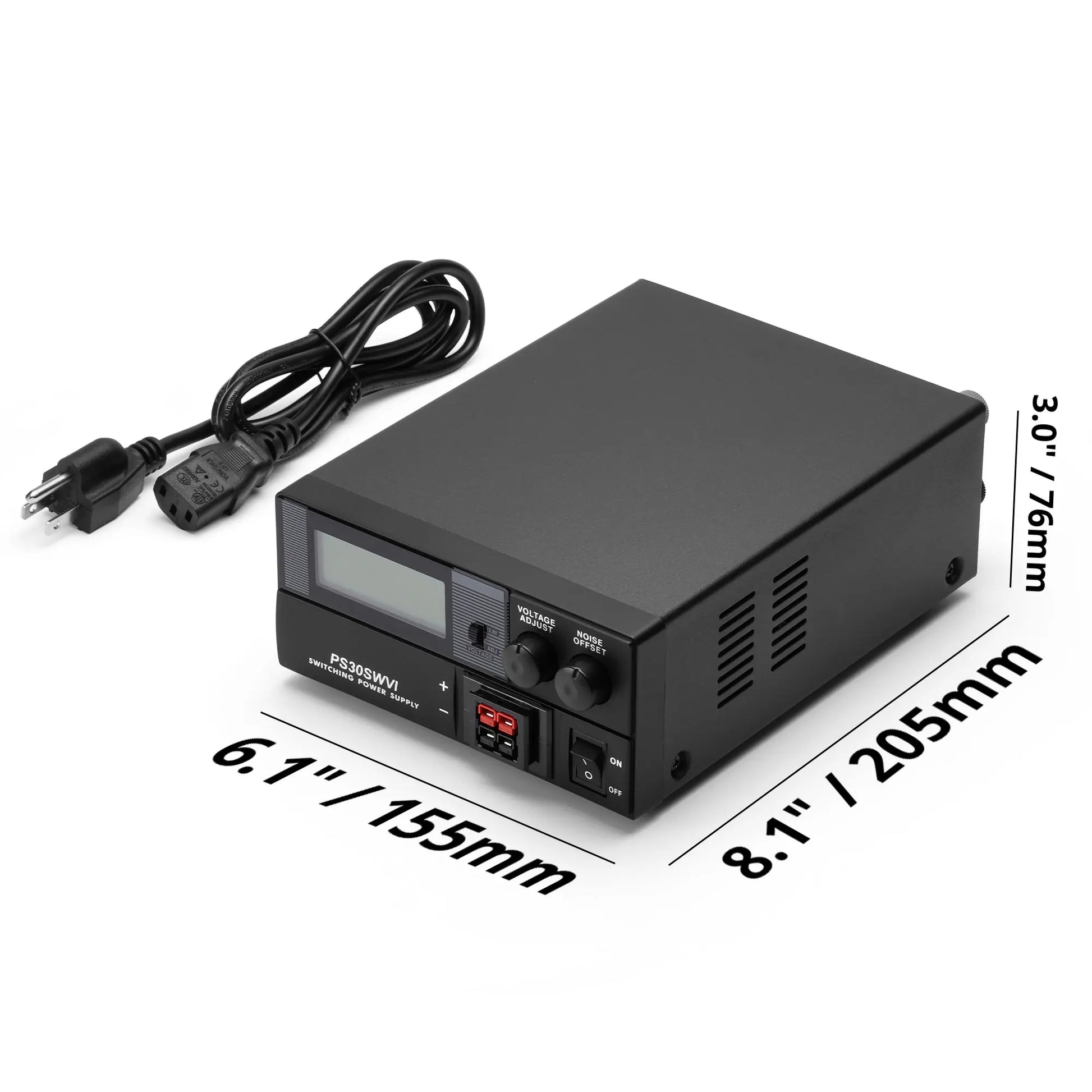 Radioddity PS30 Switching DC Power Supply | Anderson Powerpole(R) Compatible | 8–15V Adjustable | 13.8V Stable Output | 30A | Short Circuit & Overload Protection - Radioddity