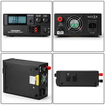 Radioddity PS30 Switching DC Power Supply | Anderson Powerpole(R) Compatible | 8–15V Adjustable | 13.8V Stable Output | 30A | Short Circuit & Overload Protection
