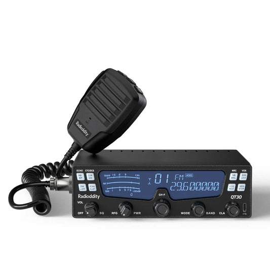 Radioddity QT30 10 Meter Radio | 30W SSB/AM/FM Mobile Transceiver | Large LCD | Built-in SWR Meter | Dual Noise Reduction & ASQ | Dual Watch | For Truck & Overland