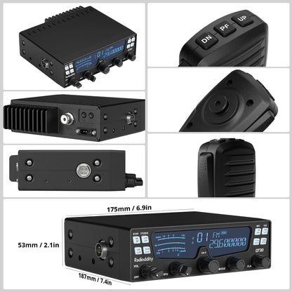 Radioddity QT30 10 Meter Radio | 30W SSB/AM/FM Mobile Transceiver | Large LCD | Built-in SWR Meter | Dual Noise Reduction & ASQ | Dual Watch | For Truck & Overland