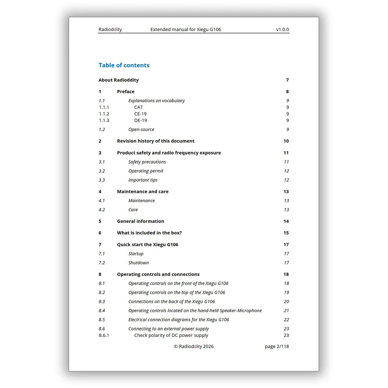 [eBook] Radioddity Extended Manual for Xiegu G106 - Radioddity