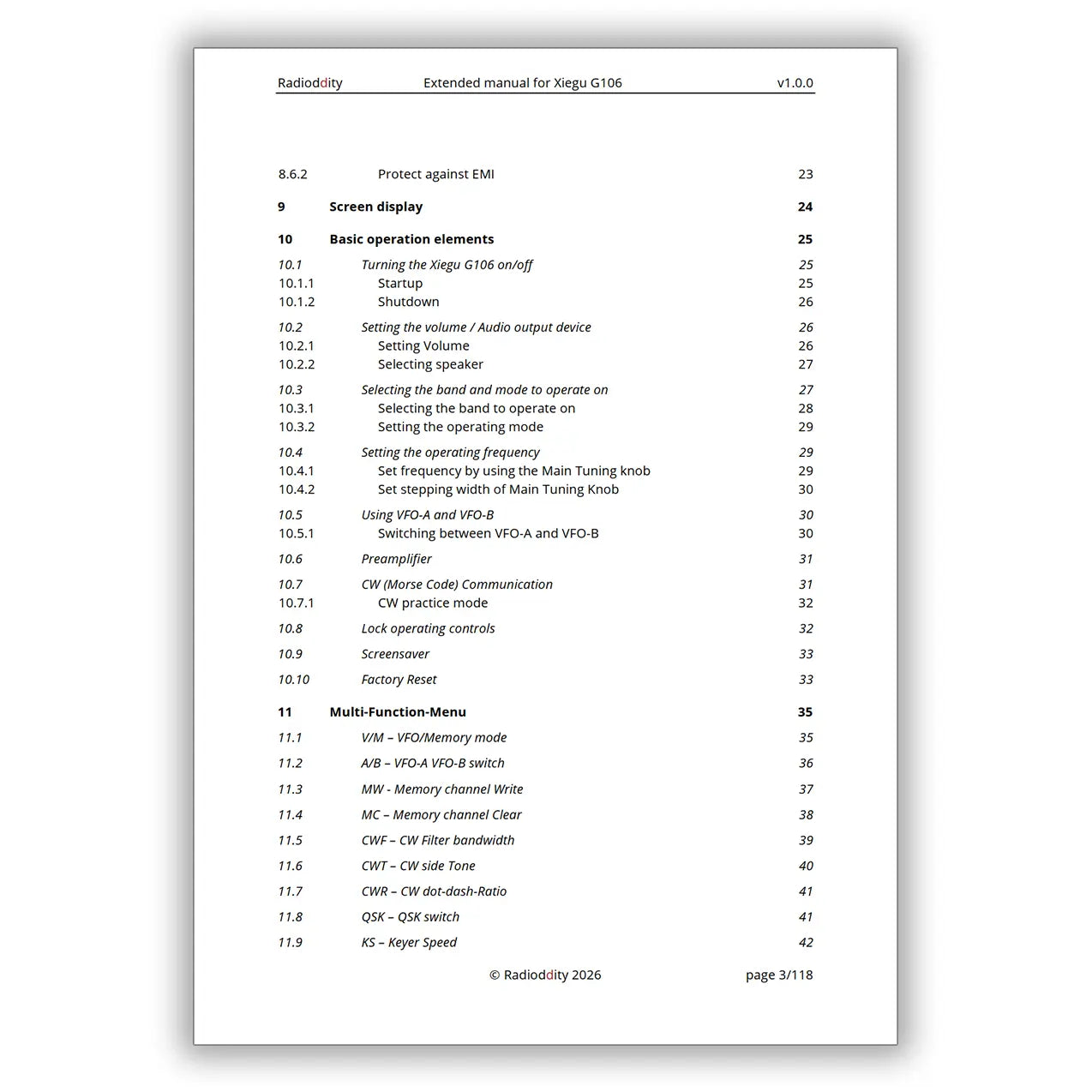 [eBook] Radioddity Extended Manual for Xiegu G106 - Radioddity
