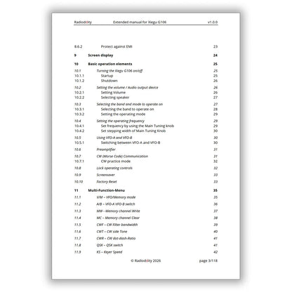 [eBook] Radioddity Extended Manual for Xiegu G106 - Radioddity