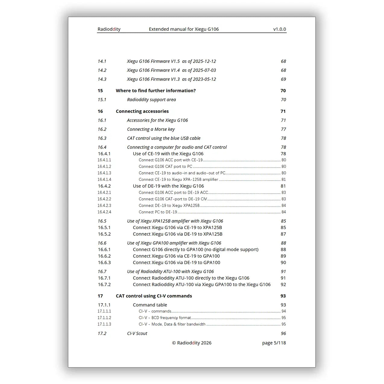 [eBook] Radioddity Extended Manual for Xiegu G106 - Radioddity