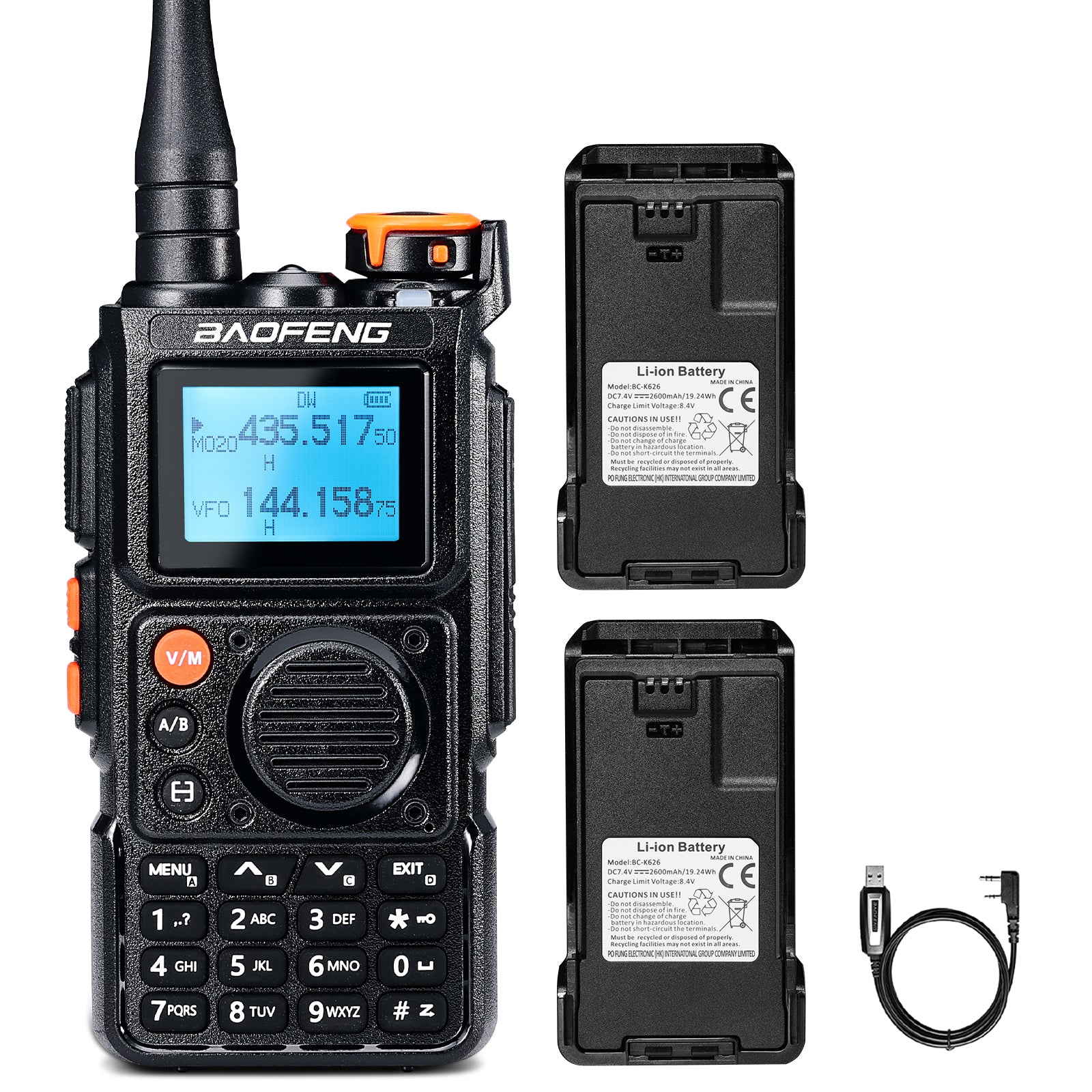 BAOFENG K6 Tri-Band Handheld Amateur Radio, 6W High Power Two-Way Radio, UHF /VHF/FM/Air Multi-Band Ontvanger, 2600mAh Batterij USB-C Oplaadfunctie, Programmeerkabel, 999CH, Draadloze Frequentie Kopie BAOFENG K6 Tri-Band Handheld Amateur Radio, 6W High Power Two-Way Radio, UHF /VHF/FM/Air Multi-Band Ontvanger, 2600mAh Batterij USB-C Oplaadfunctie, Programmeerkabel, 999CH, Draadloze Frequentie Kopie