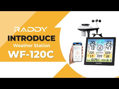 Raddy WF-120C Professional Weather Station | Wi-Fi | 10" Digital Color Display | Rain Gauge | Weather Forecast | UV & Light Index