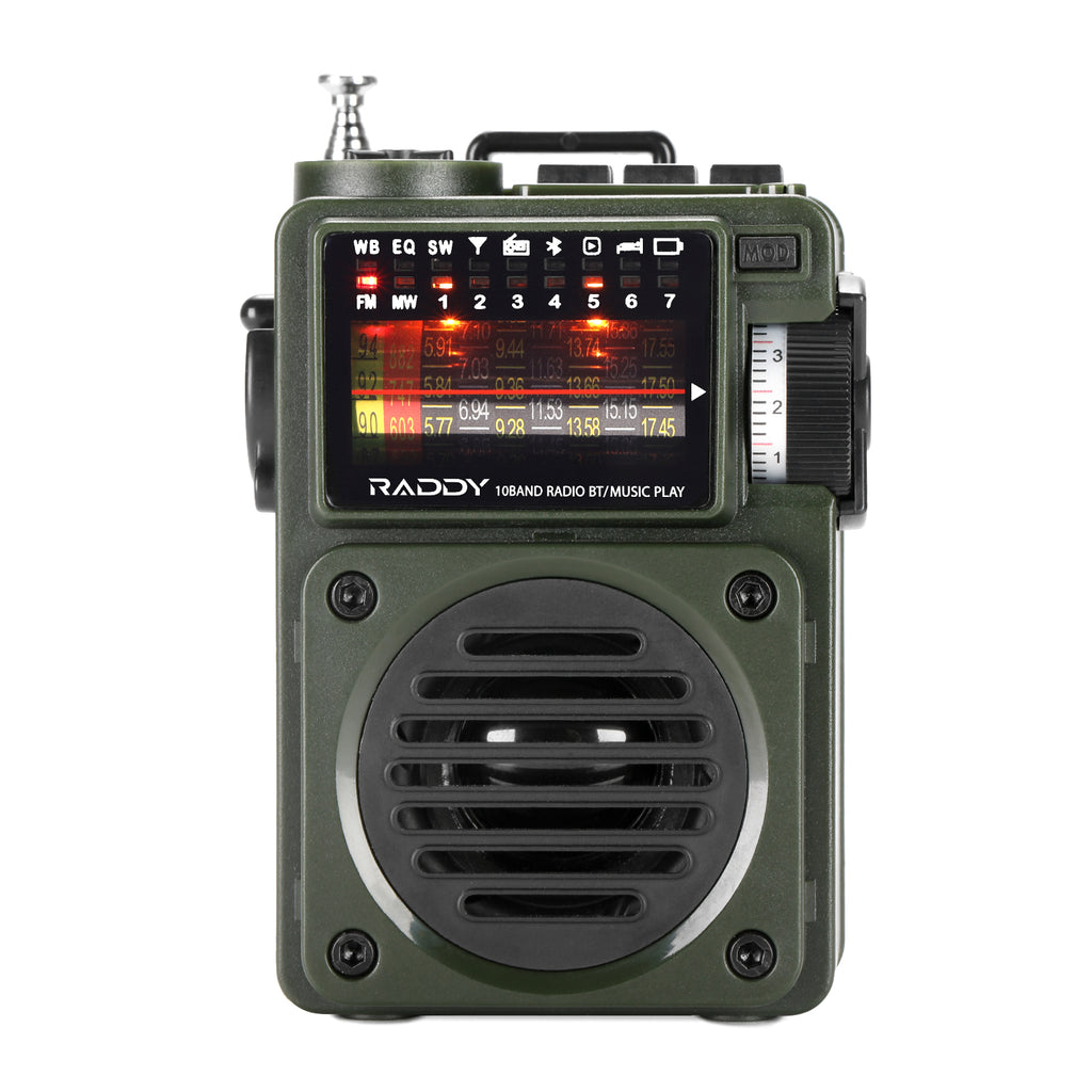 Raddy RF750 Radio portátil de onda corta AM/FM/SW/WB receptor con alertas  NOAA - Mini radio retro de bolsillo recargable, con antena de cable de 9.85