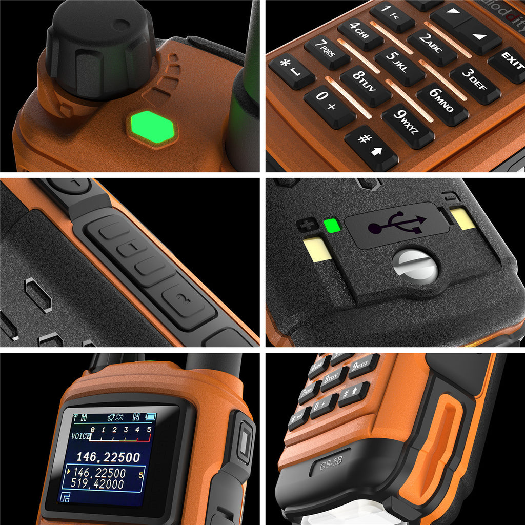 Radioddity GS-5B Radio | Dual PTT | Bluetooth Programming | 5W Analog