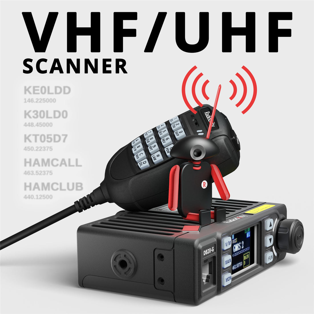 Radioddity DB20-G GMRS Mobile | 20W | 500 Channels | UHF VHF Scanner