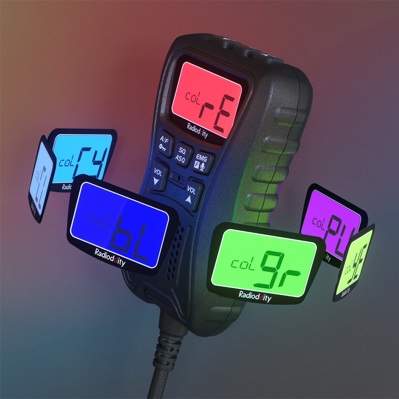 Radioddity CS-47 Small CB Radio, AM/FM, 40-Channel, One Hander Microhone Built-in Speaker Noise Reduction, Large 7-Color Backlit LCD Display, VOX, RF Gain Long-Range For Offroad, Trucker, Backcountry