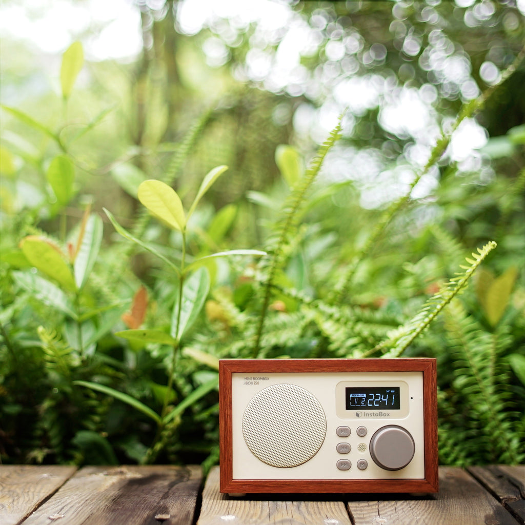 InstaBox i50 Wooden FM Clock Radio & Bluetooth Speaker [DISCONTINUED] Radioddity