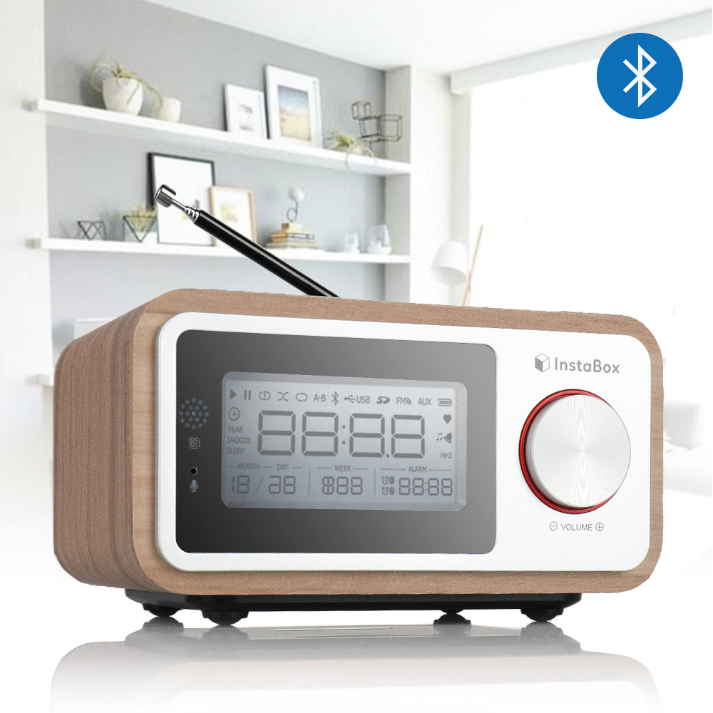 Instabox i30 Wooden Clock Radio & Bluetooth Speaker [DISCONTINUED