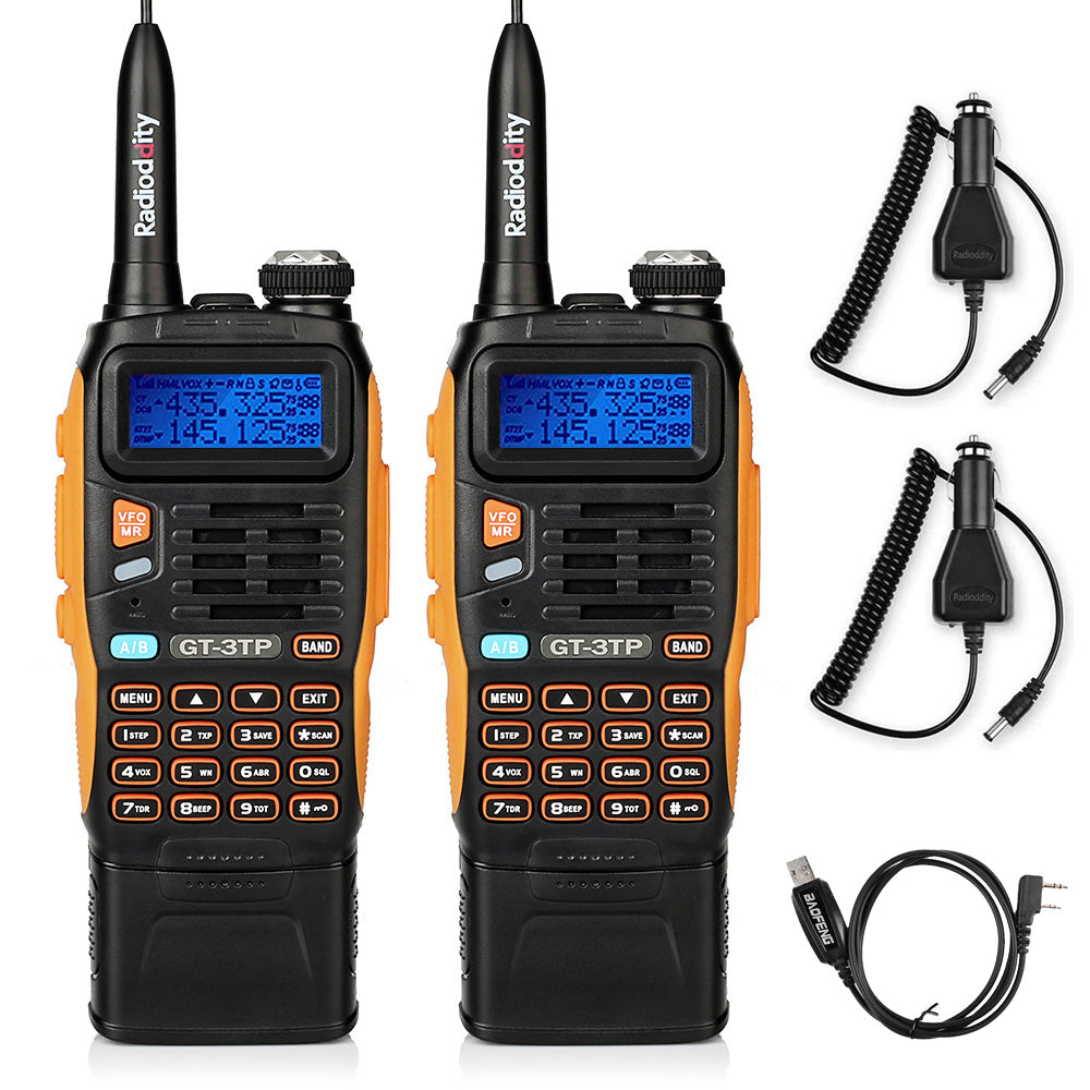 Baofeng GT-3TP Mark III Radio with 3800mAh Battery [2 Pack +1 Cable]–  Radioddity